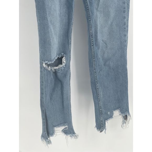 Free People Jeans Straight Leg Women Size‎ 30 Blue Distressed Raw Hem - Picture 3 of 13